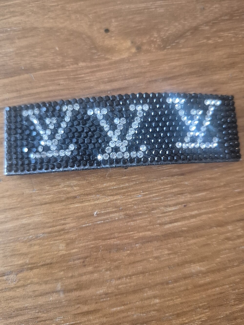 Designer-Inspired Black Crystal Logo Hair Barrette
